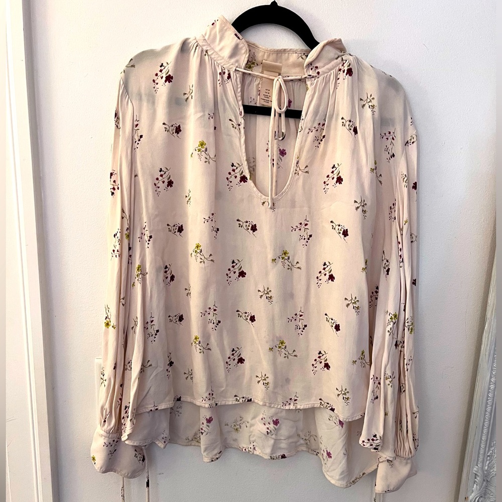 H&M floral high collar blouse